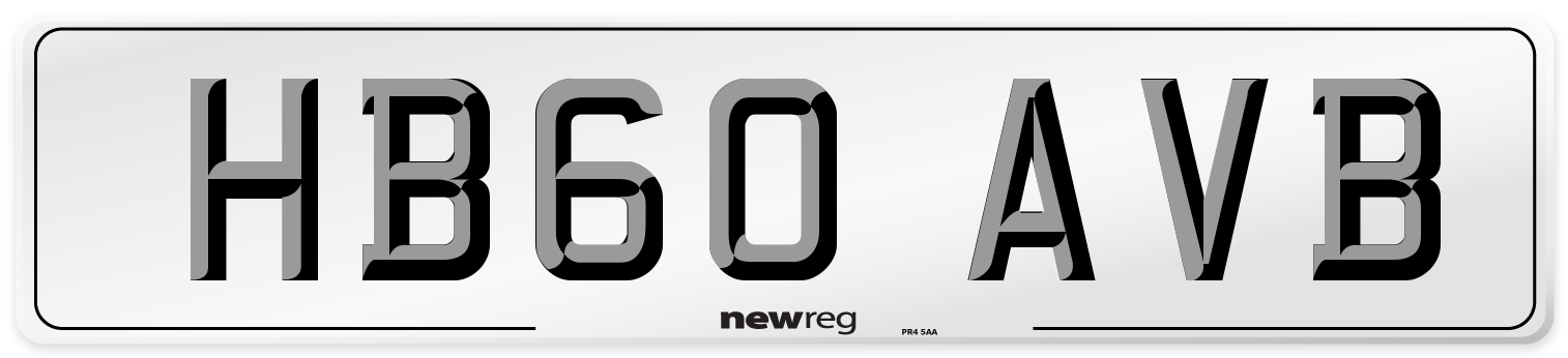 HB60 AVB Number Plate from New Reg